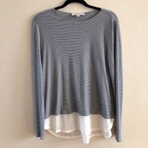 LOFT / Ann Taylor Black and White Stripe Knit Tu